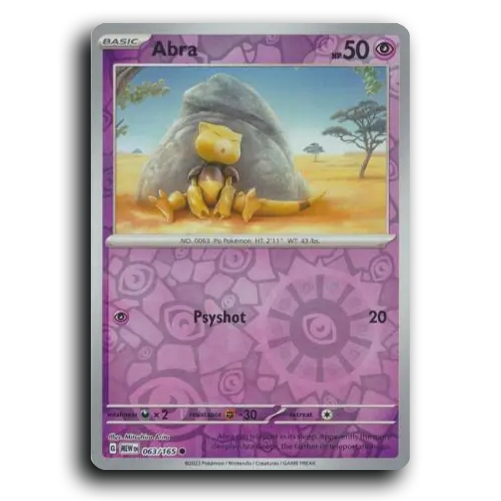 Abra 063/165 151 Common Pokemon Card TCG Reverse Holo