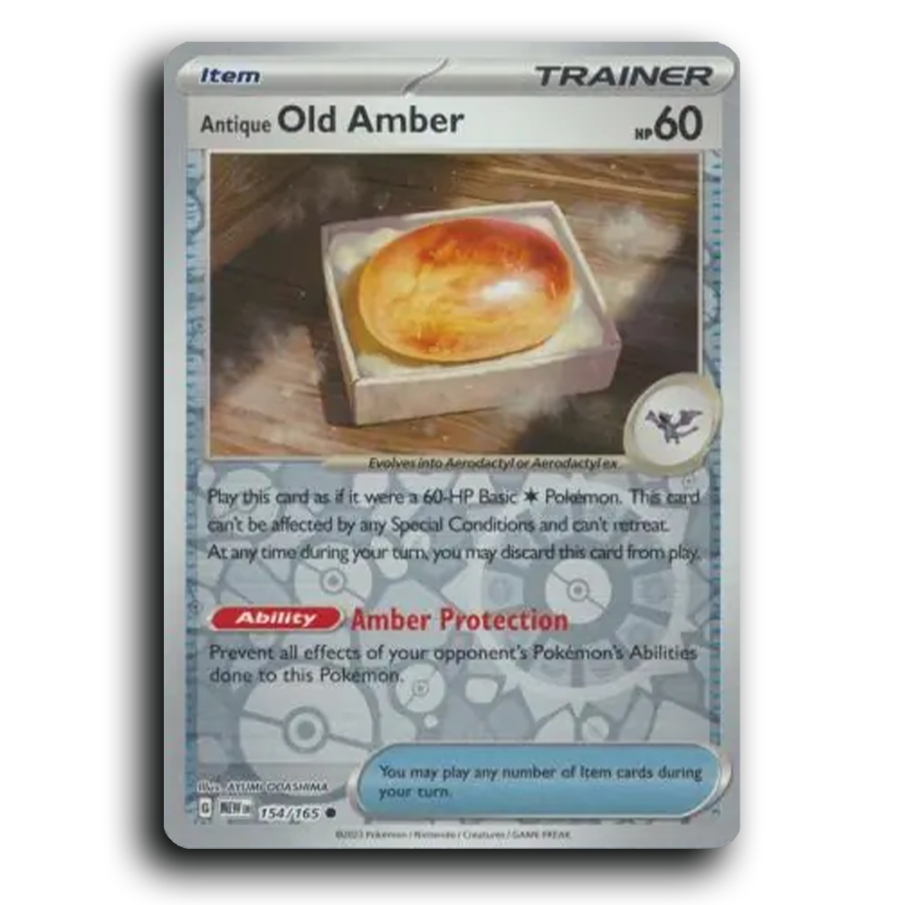 Antique Old Amber 154/165 151 Common Pokemon Card TCG Near Mint NM Reverse Holo