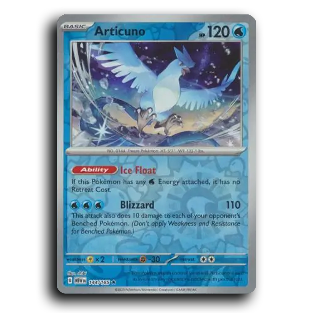 Articuno 144/165 151 Rare Pokemon Card TCG Near Mint NM Reverse Holo