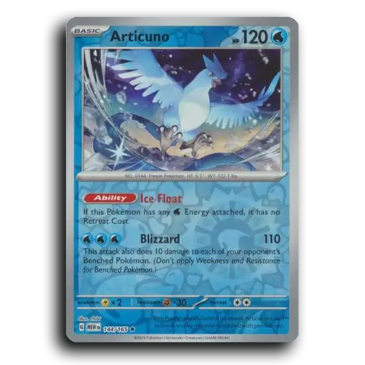 Articuno 144/165 151 Rare Pokemon Card TCG Near Mint NM Reverse Holo