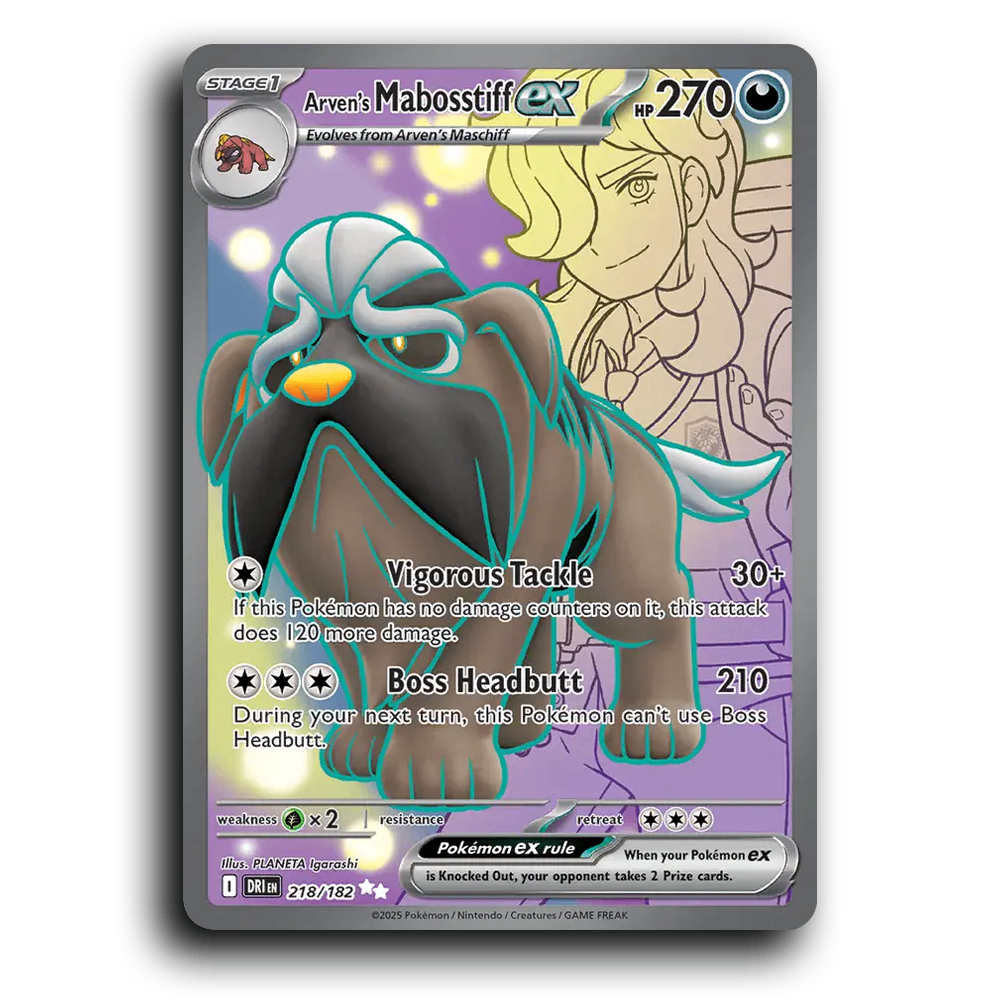 Arven's Mabosstiff ex 218/182 Destined Rivals Ultra Rare Pokemon Card TCG Holofoil