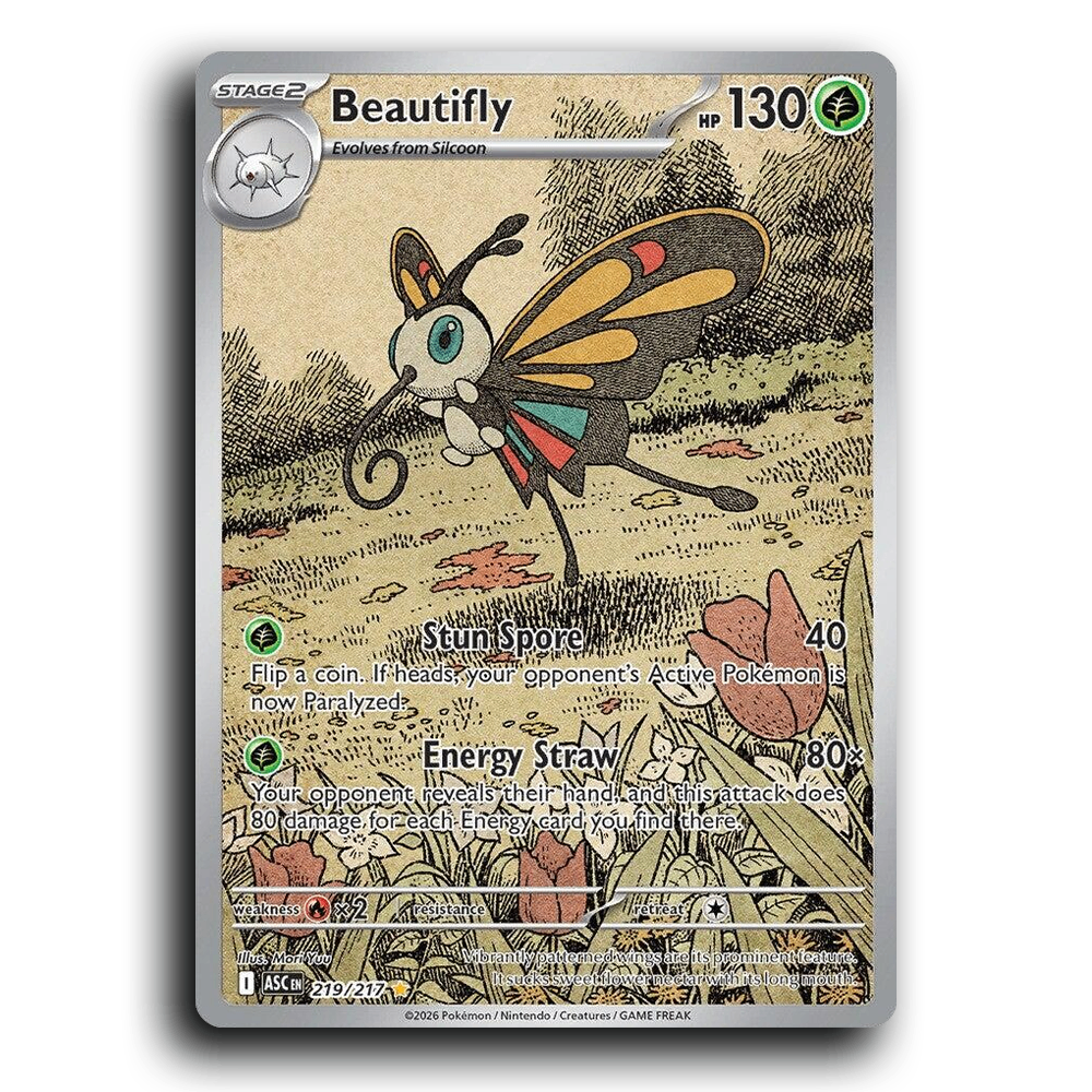 Beautifly 219/217 Ascended Heroes Illustration Rare Pokemon Card TCG Near Mint NM Holofoil