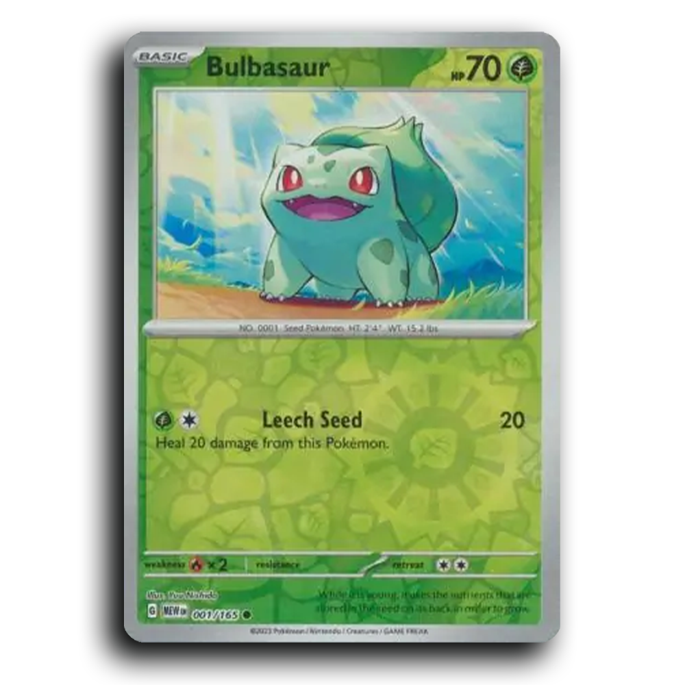 Bulbasaur 001/165 151 Common Pokemon Card TCG Reverse Holo