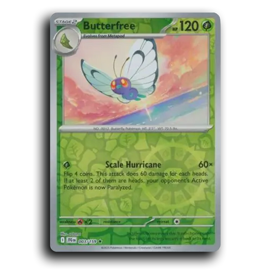 Butterfree Journey Together 003/159 Rare Reverse Holo Near Mint Pokemon Card TCG