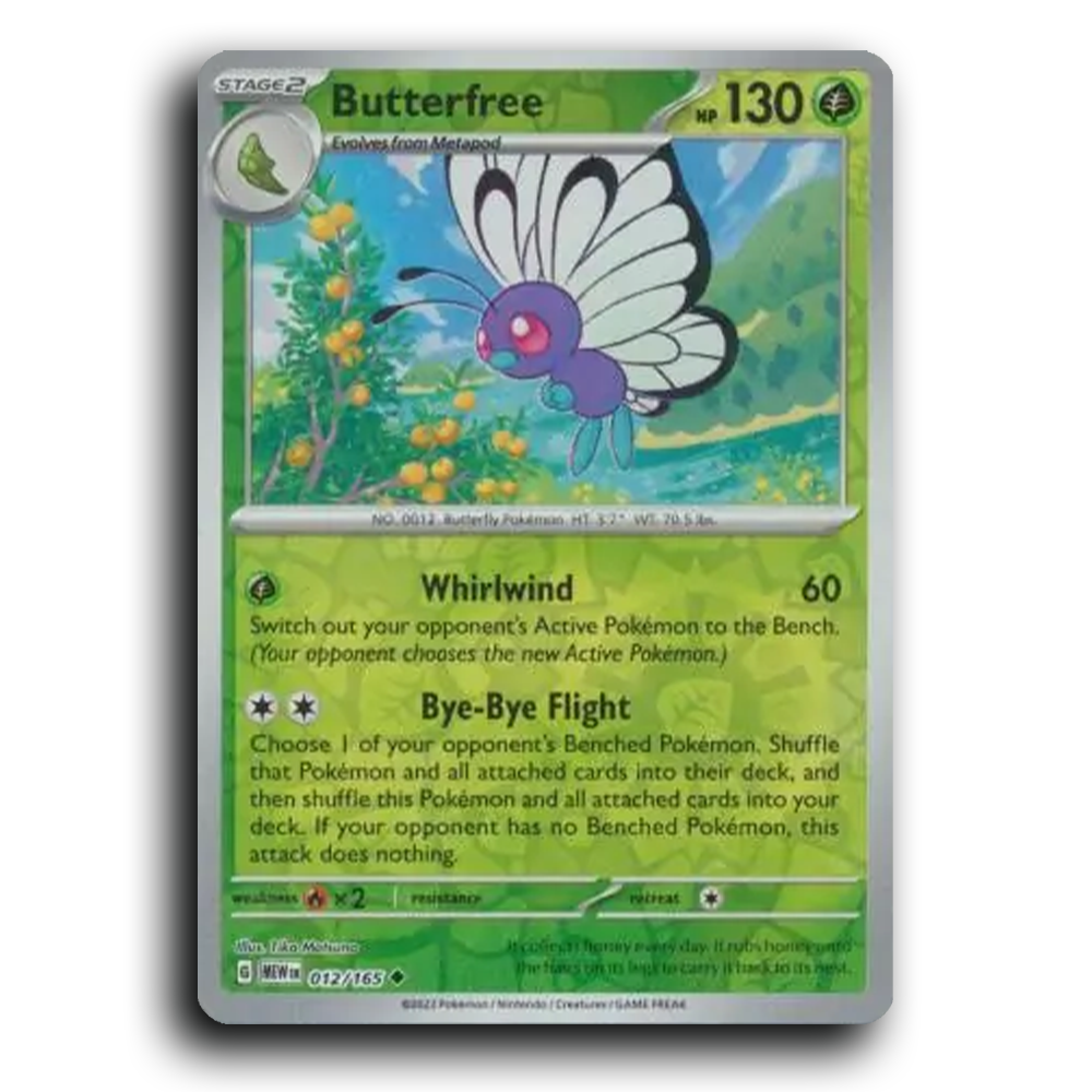 Butterfree 012/165 151 Uncommon Pokemon Card TCG Reverse Holo