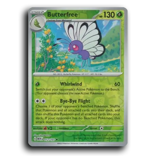 Butterfree 012/165 151 Uncommon Pokemon Card TCG Reverse Holo