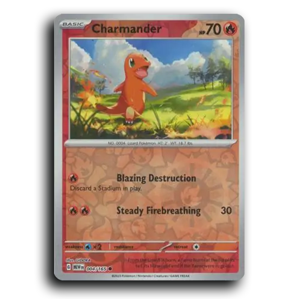 Charmander 004/165 151 Common Pokemon Card TCG Reverse Holo