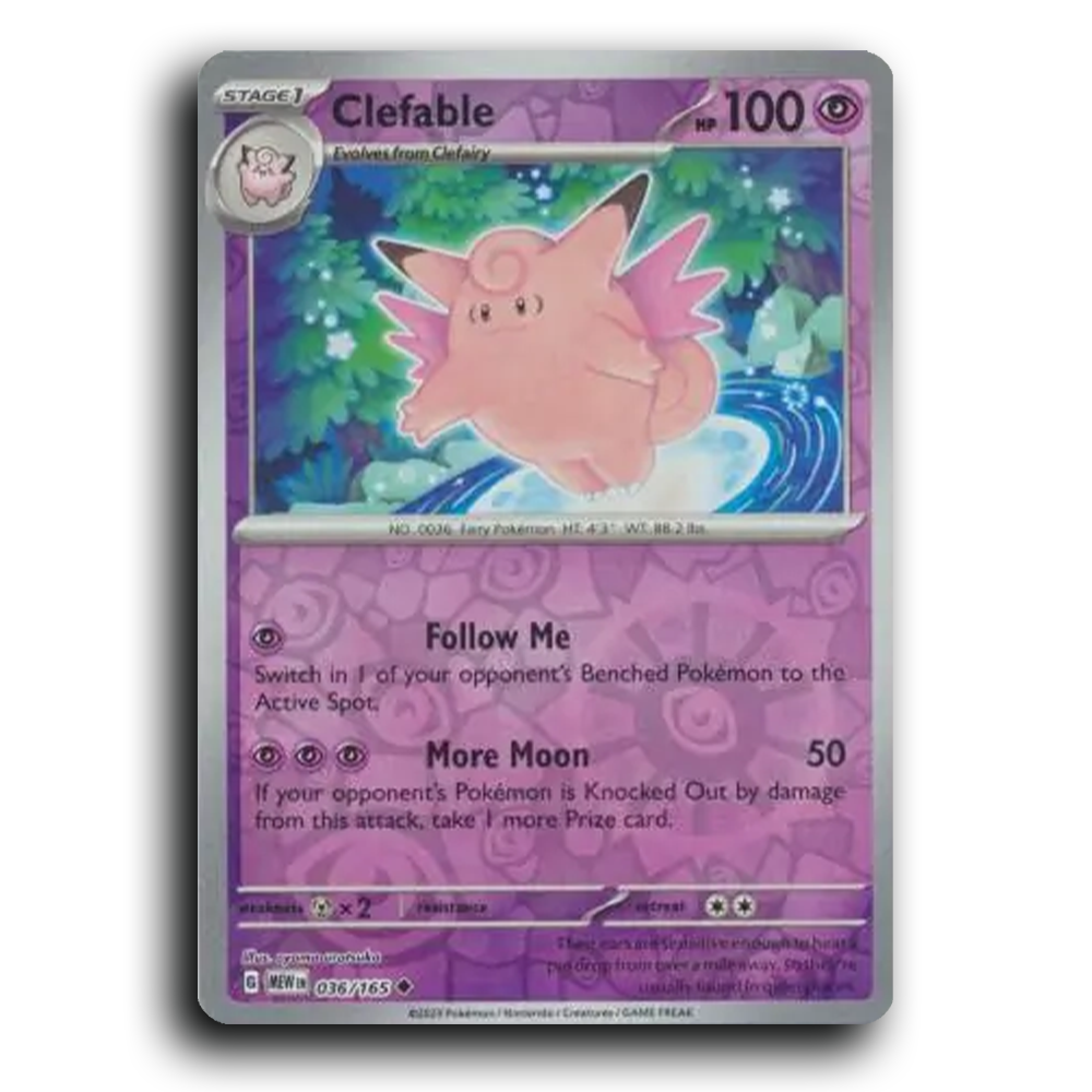 Clefable 036/165 151 Uncommon Pokemon Card TCG Reverse Holo
