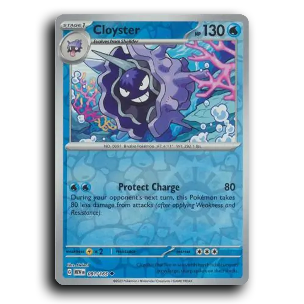 Cloyster 091/165 151 Uncommon Pokemon Card TCG Near Mint NM Reverse Holo