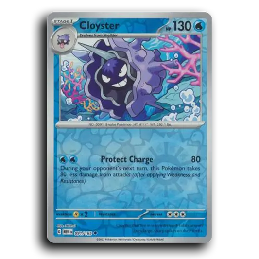 Cloyster 091/165 151 Uncommon Pokemon Card TCG Near Mint NM Reverse Holo