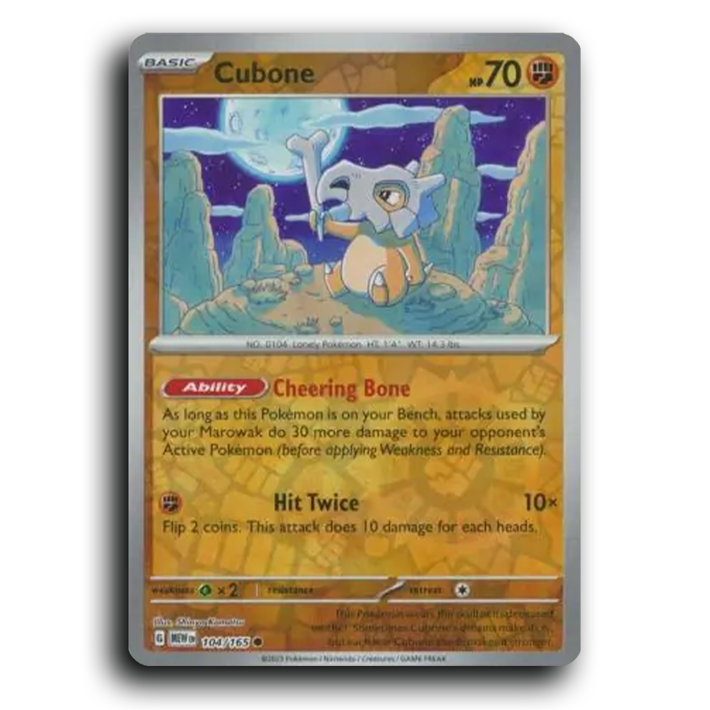 Cubone 104/165 151 Common Pokemon Card TCG Near Mint NM Reverse Holo