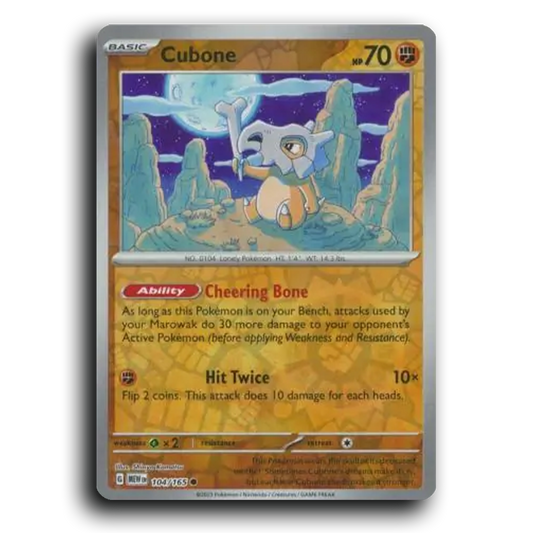 Cubone 104/165 151 Common Pokemon Card TCG Near Mint NM Reverse Holo