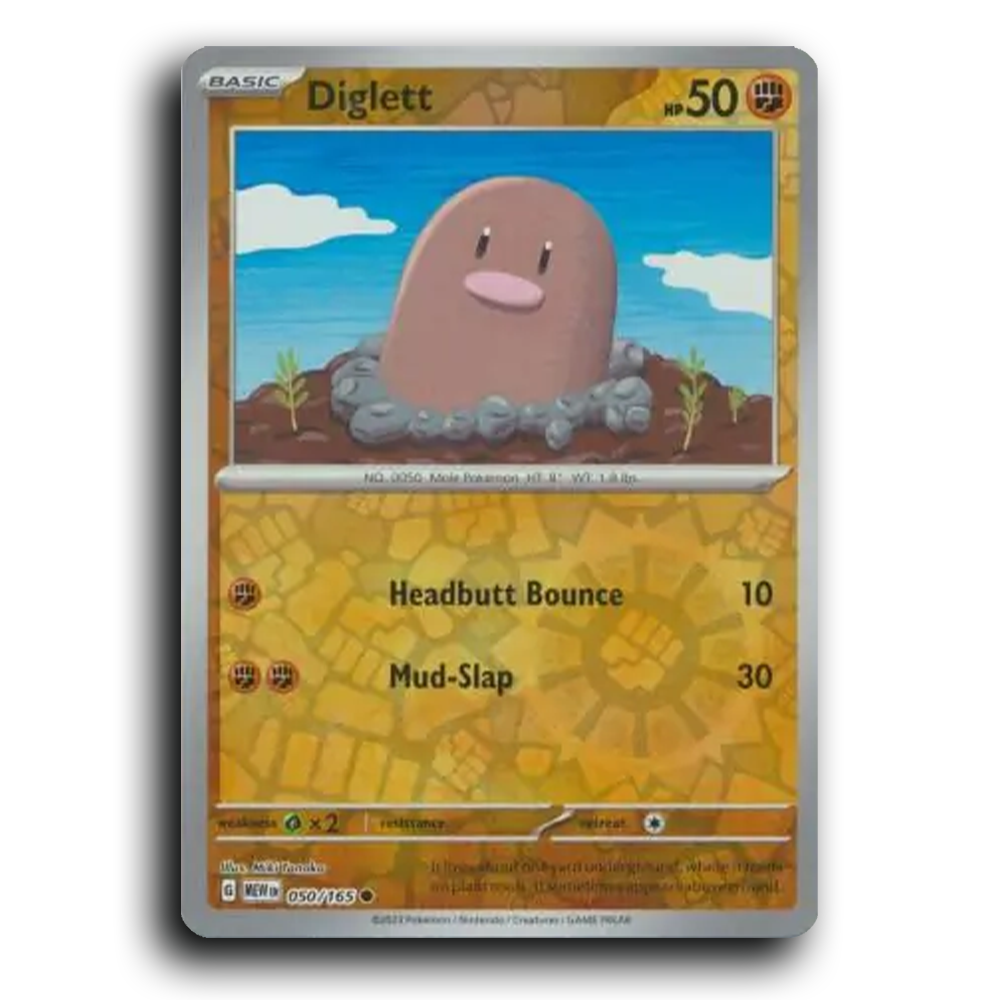 Diglett 050/165 151 Common Pokemon Card TCG Reverse Holo