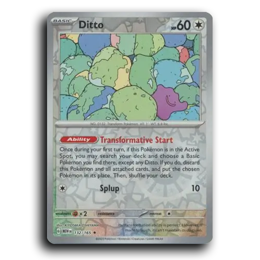 Ditto 132/165 151 Rare Pokemon Card TCG Near Mint NM Reverse Holo