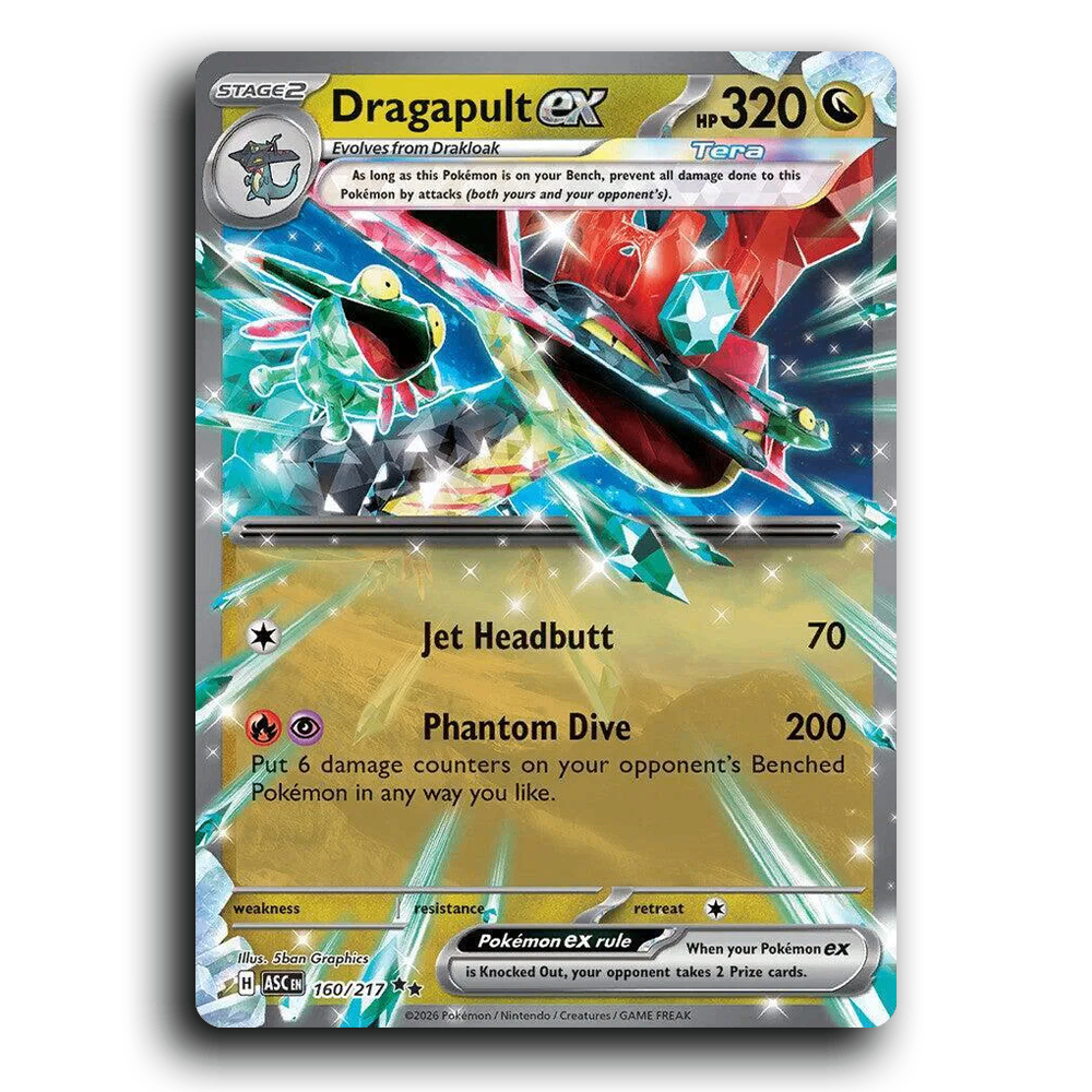 Dragapult ex 160/217 Ascended Heroes Double Rare Pokemon Card TCG Near Mint NM Holofoil