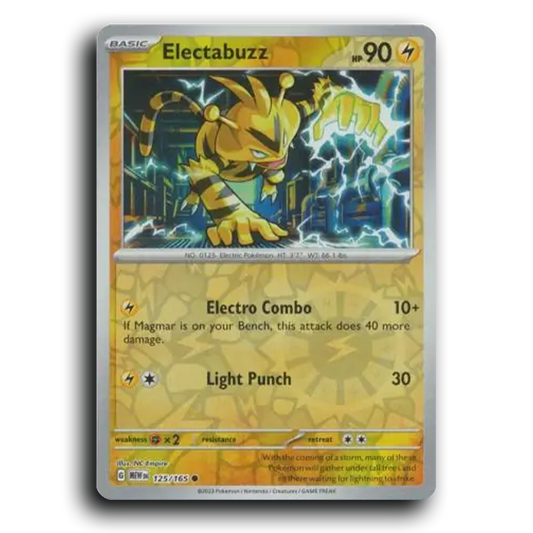 Electabuzz 125/165 151 Common Pokemon Card TCG Near Mint NM Reverse Holo