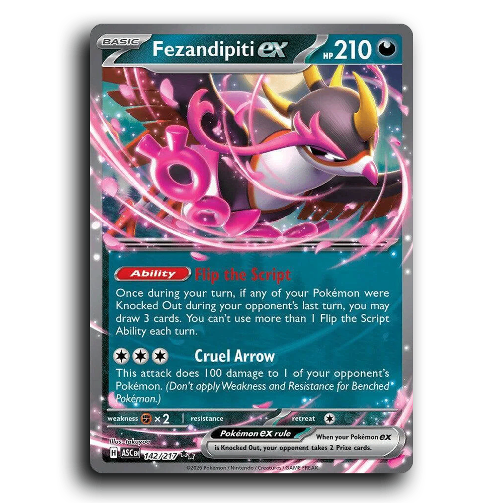 Fezandipiti ex 142/217 Ascended Heroes Double Rare Pokemon Card TCG Near Mint NM Holofoil