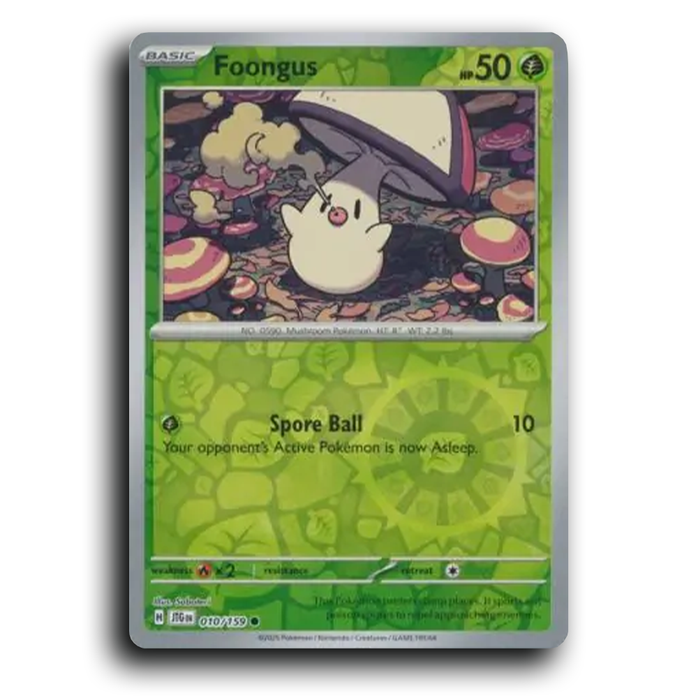 Foongus Journey Together 010/159 Common Reverse Holo Near Mint Pokemon Card TCG