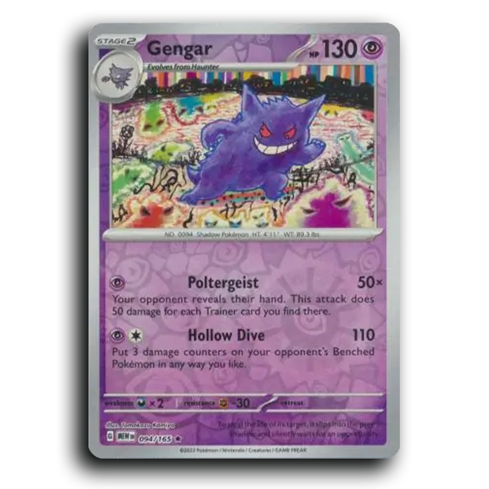 Gengar 094/165 151 Rare Pokemon Card TCG Near Mint NM Reverse Holo