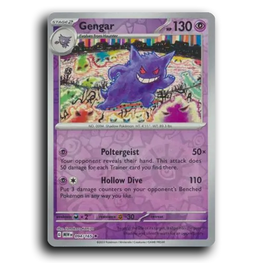 Gengar 094/165 151 Rare Pokemon Card TCG Near Mint NM Reverse Holo