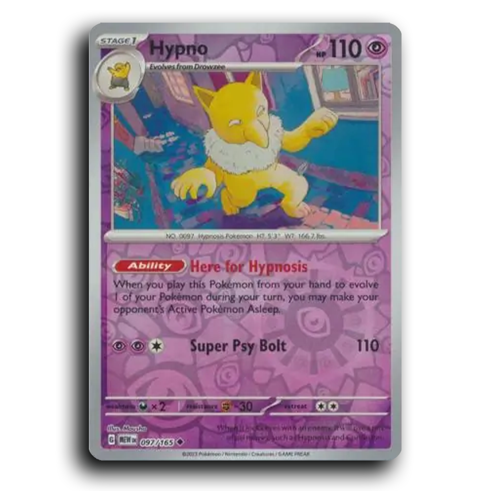 Hypno 097/165 151 Uncommon Pokemon Card TCG Near Mint NM Reverse Holo