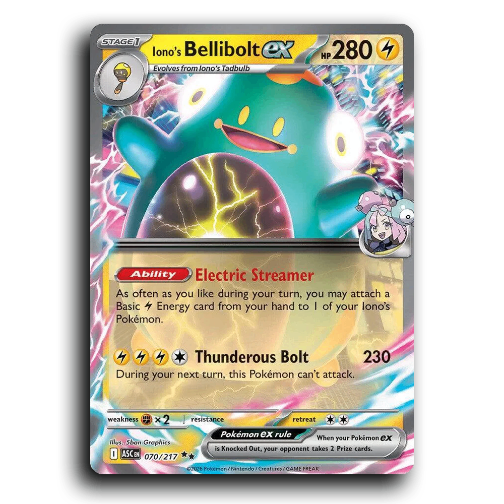 Iono's Bellibolt ex 070/217 Ascended Heroes Double Rare Pokemon Card TCG Near Mint NM Holofoil