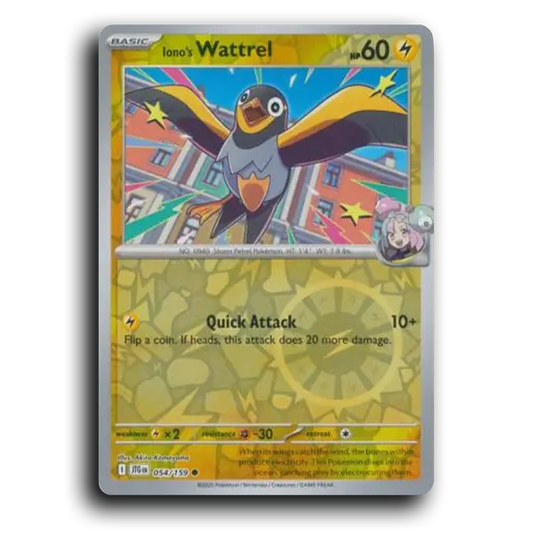 Iono's Wattrel 054/159 Journey Together Common Pokemon Card TCG Reverse Holo