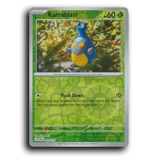 Karrablast Journey Together 009/159 Common Reverse Holo Near Mint Pokemon Card TCG