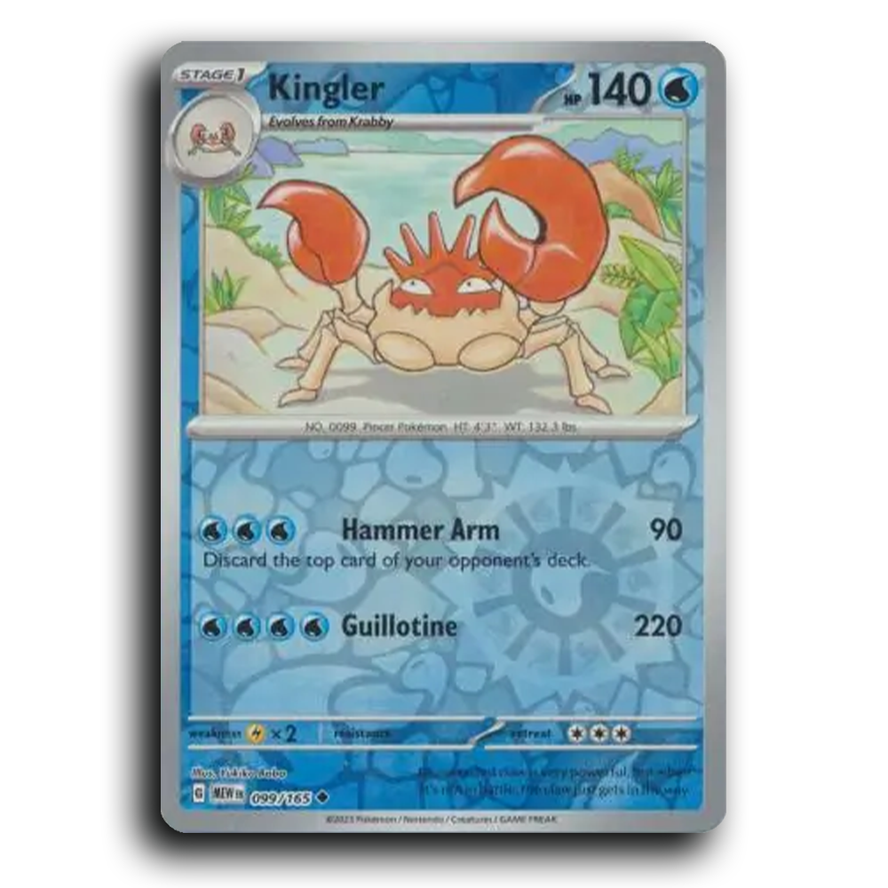 Kingler 099/165 151 Uncommon Pokemon Card TCG Near Mint NM Reverse Holo