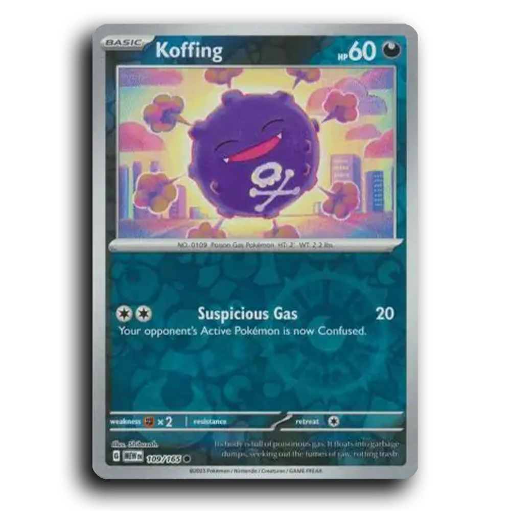 Koffing 109/165 151 Common Pokemon Card TCG Near Mint NM Reverse Holo