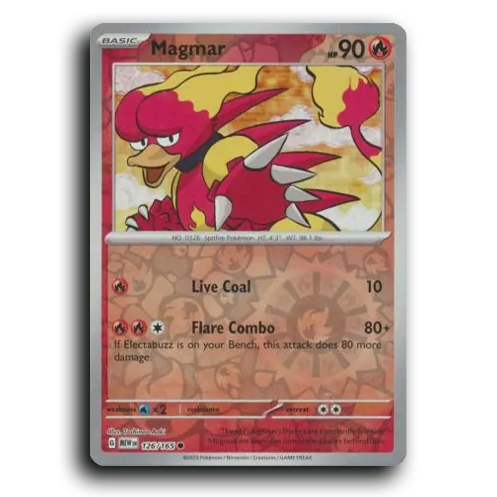 Magmar 126/165 151 Common Pokemon Card TCG Near Mint NM Reverse Holo