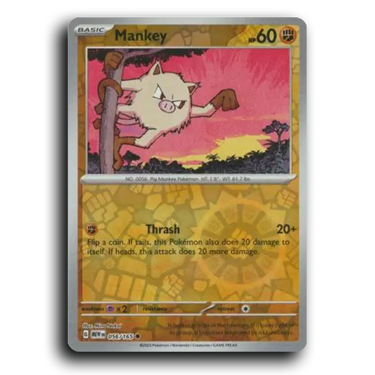 Mankey 056/165 151 Common Pokemon Card TCG Reverse Holo