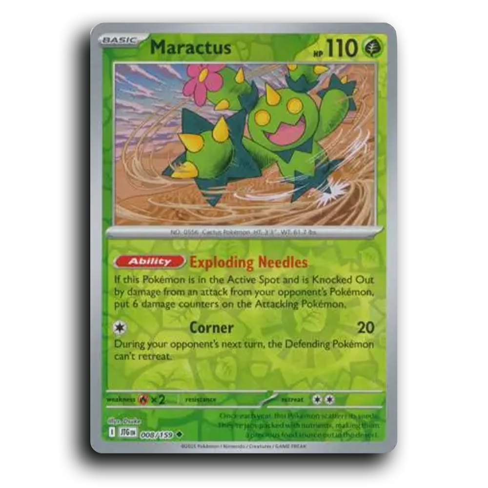 Maractus Journey Together 008/159 Uncommon Reverse Holo Near Mint Pokemon Card TCG