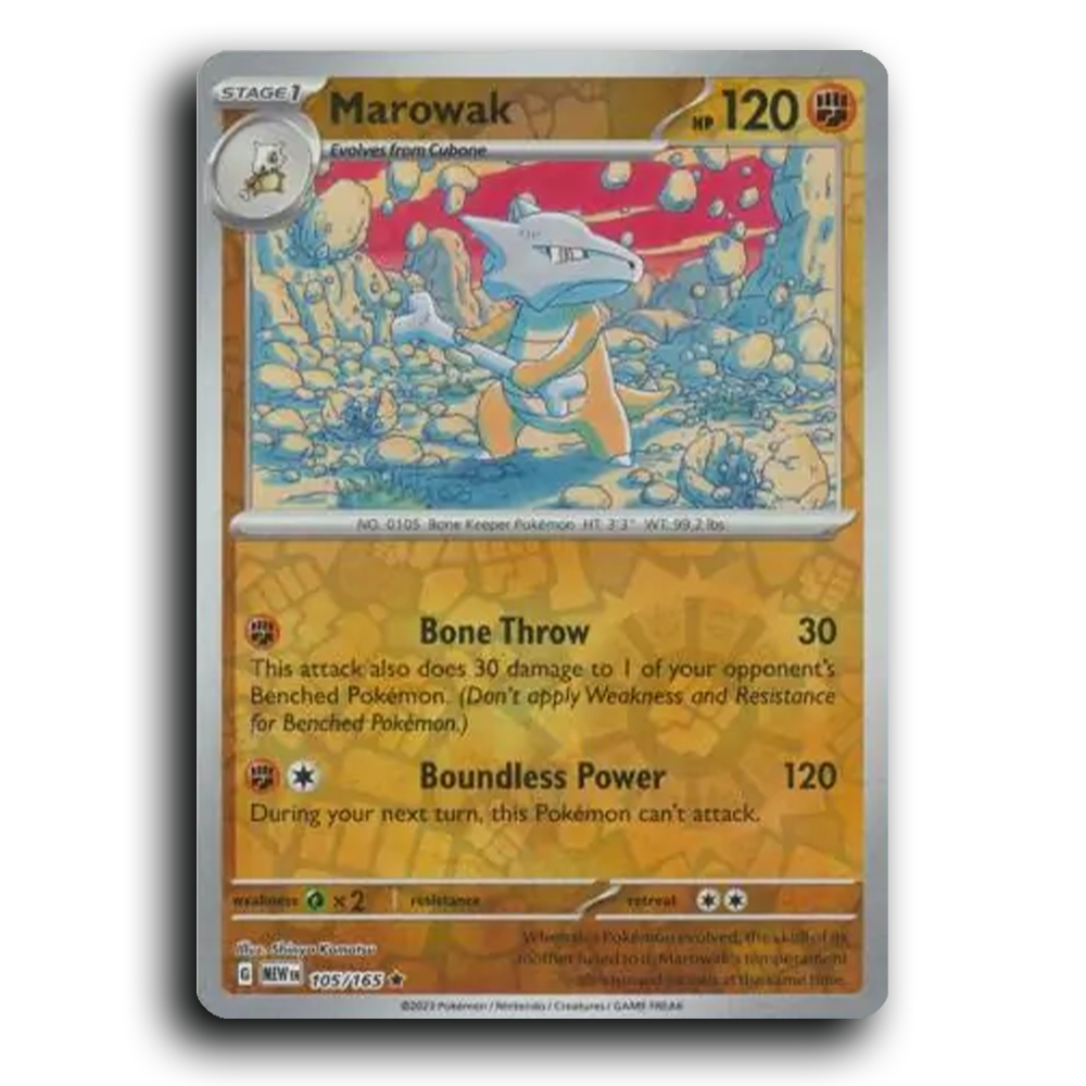 Marowak 105/165 151 Rare Pokemon Card TCG Near Mint NM Reverse Holo