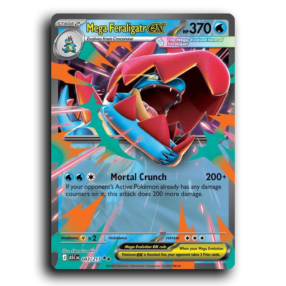 Mega Feraligatr ex 043/217 Ascended Heroes Double Rare Pokemon Card TCG Near Mint NM Holofoil
