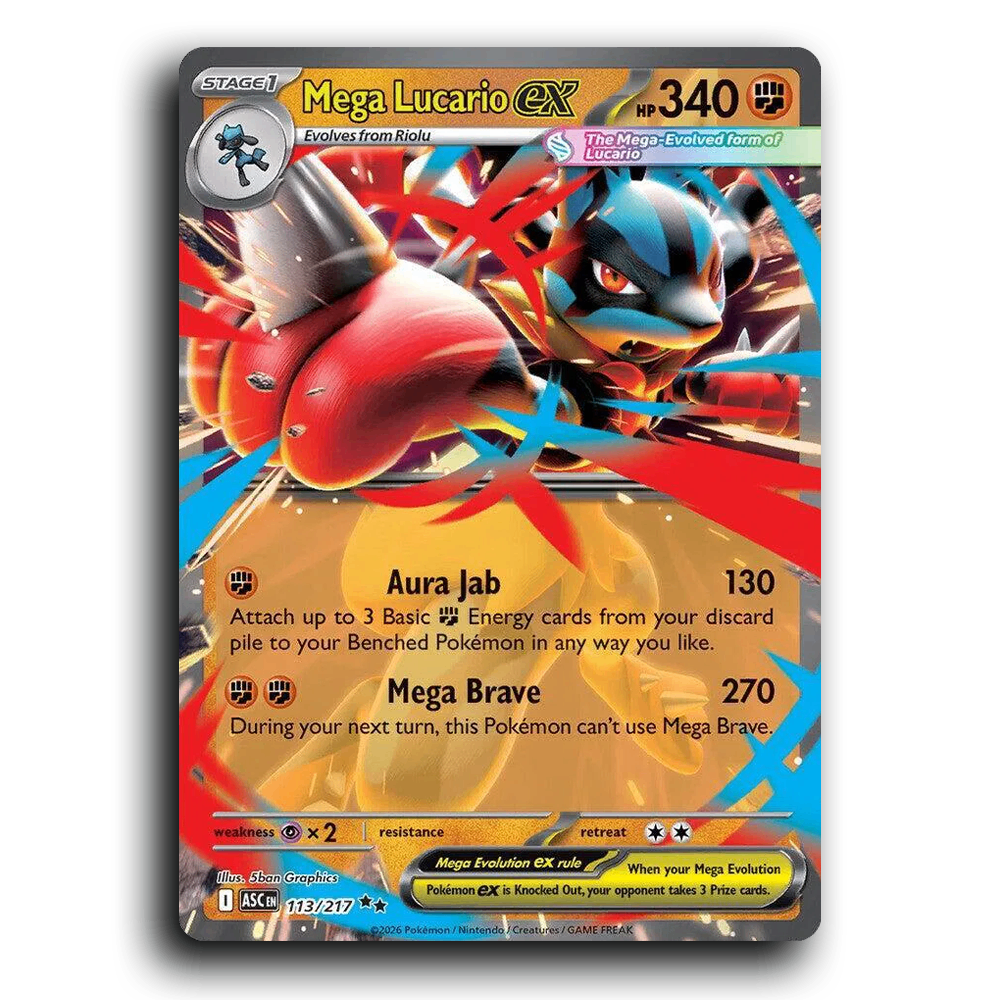 Mega Lucario ex 113/217 Ascended Heroes Double Rare Pokemon Card TCG Near Mint NM Holofoil