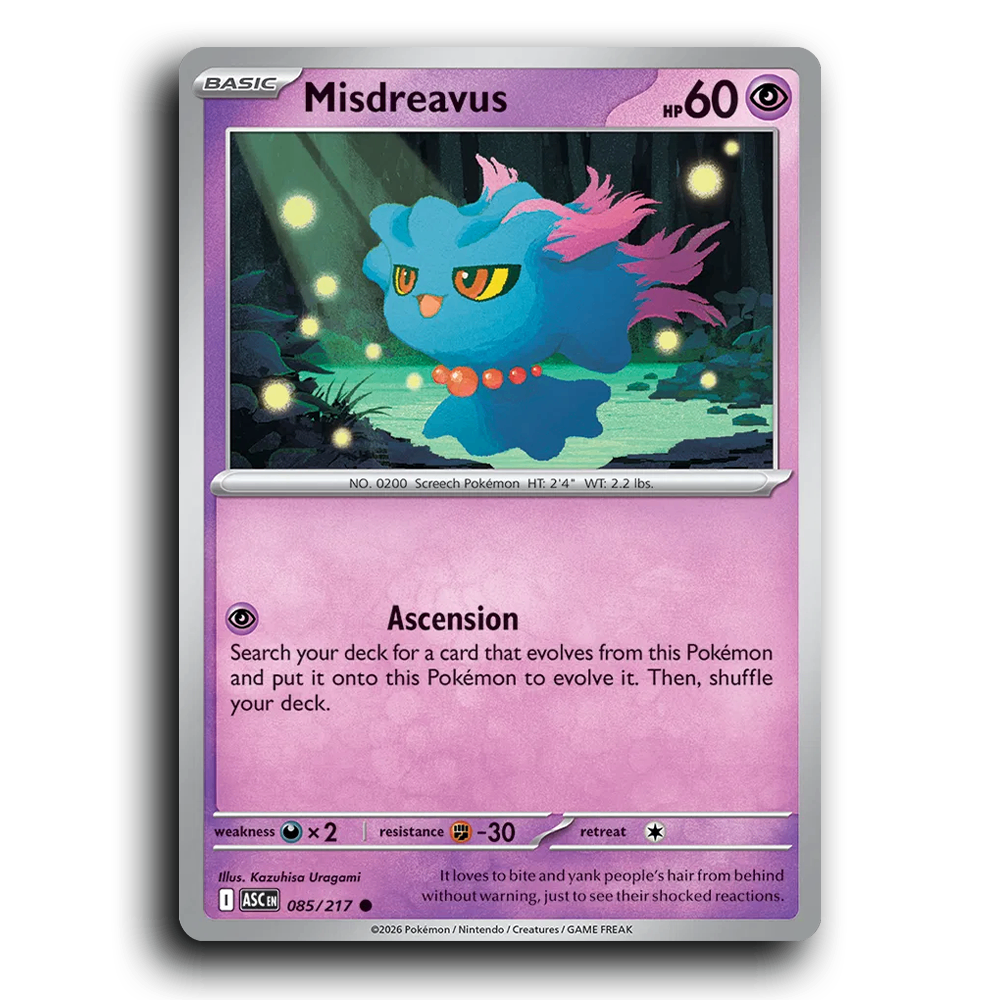 Misdreavus 085/217 Ascended Heroes Common Pokemon Card TCG Near Mint NM