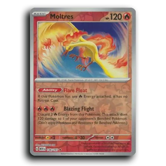 Moltres 146/165 151 Rare Pokemon Card TCG Near Mint NM Reverse Holo