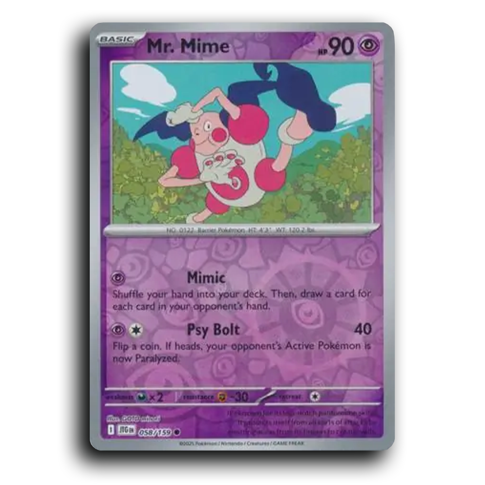 Mr. Mime 058/159 Journey Together Common Pokemon Card TCG Reverse Holo