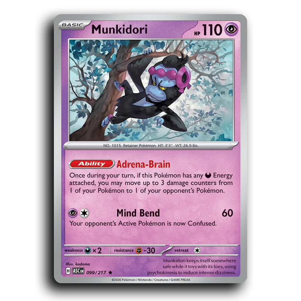 Munkidori 099/217 Ascended Heroes Rare Pokemon Card TCG Near Mint NM Holofoil