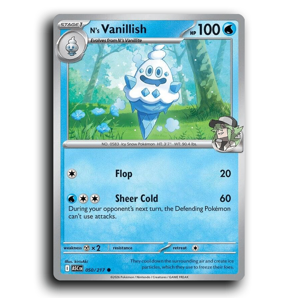 N's Vanillish 050/217 Ascended Heroes Common Pokemon Card TCG Near Mint NM