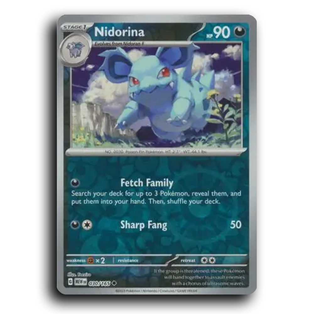 Nidorina 030/165 151 Uncommon Pokemon Card TCG Reverse Holo