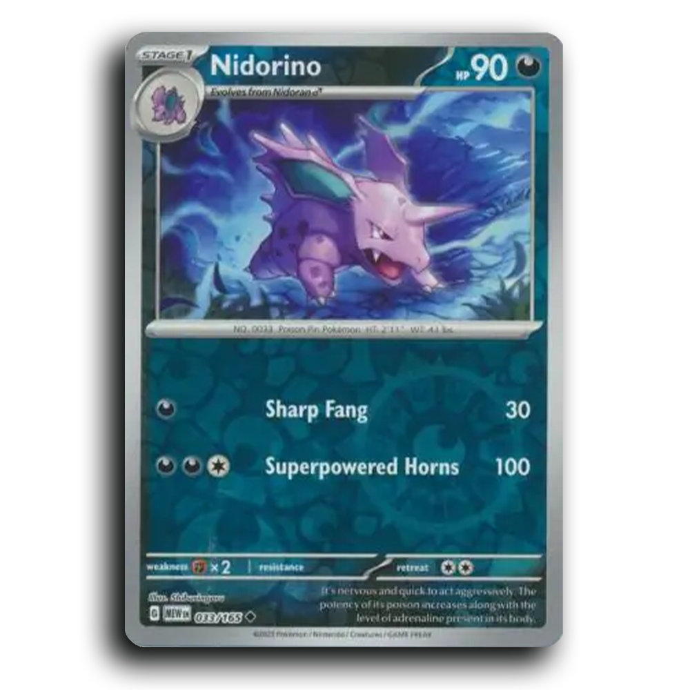 Nidorino 033/165 151 Uncommon Pokemon Card TCG Reverse Holo