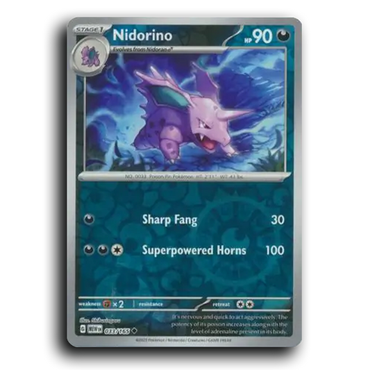 Nidorino 033/165 151 Uncommon Pokemon Card TCG Reverse Holo