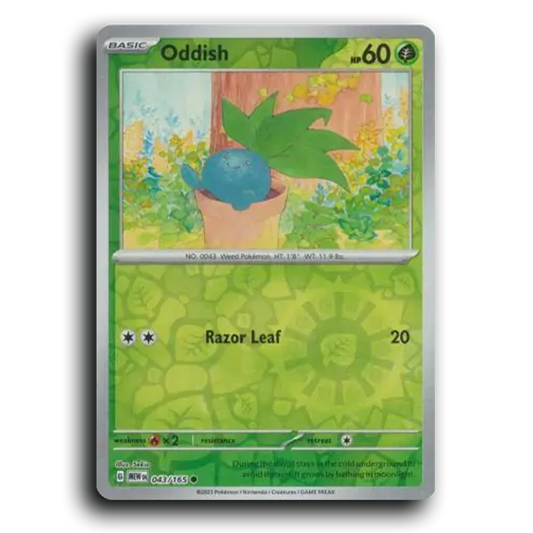 Oddish 043/165 151 Common Pokemon Card TCG Reverse Holo