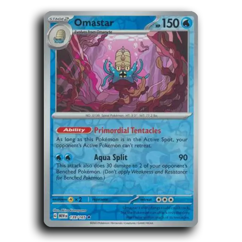 Omastar 139/165 151 Rare Pokemon Card TCG Near Mint NM Reverse Holo
