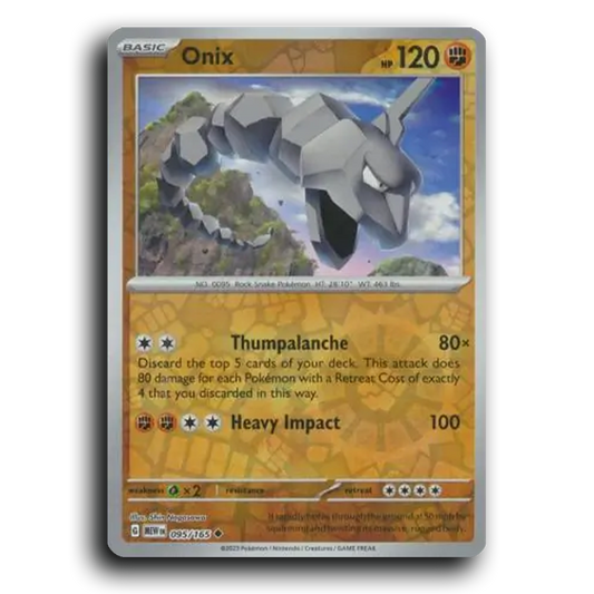 Onix 095/165 151 Uncommon Pokemon Card TCG Near Mint NM Reverse Holo