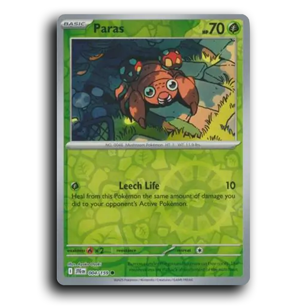 Paras Journey Together 004/159 Common Reverse Holo Near Mint Pokemon Card TCG