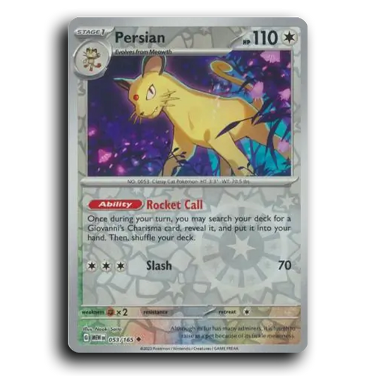 Persian 053/165 151 Uncommon Pokemon Card TCG Reverse Holo