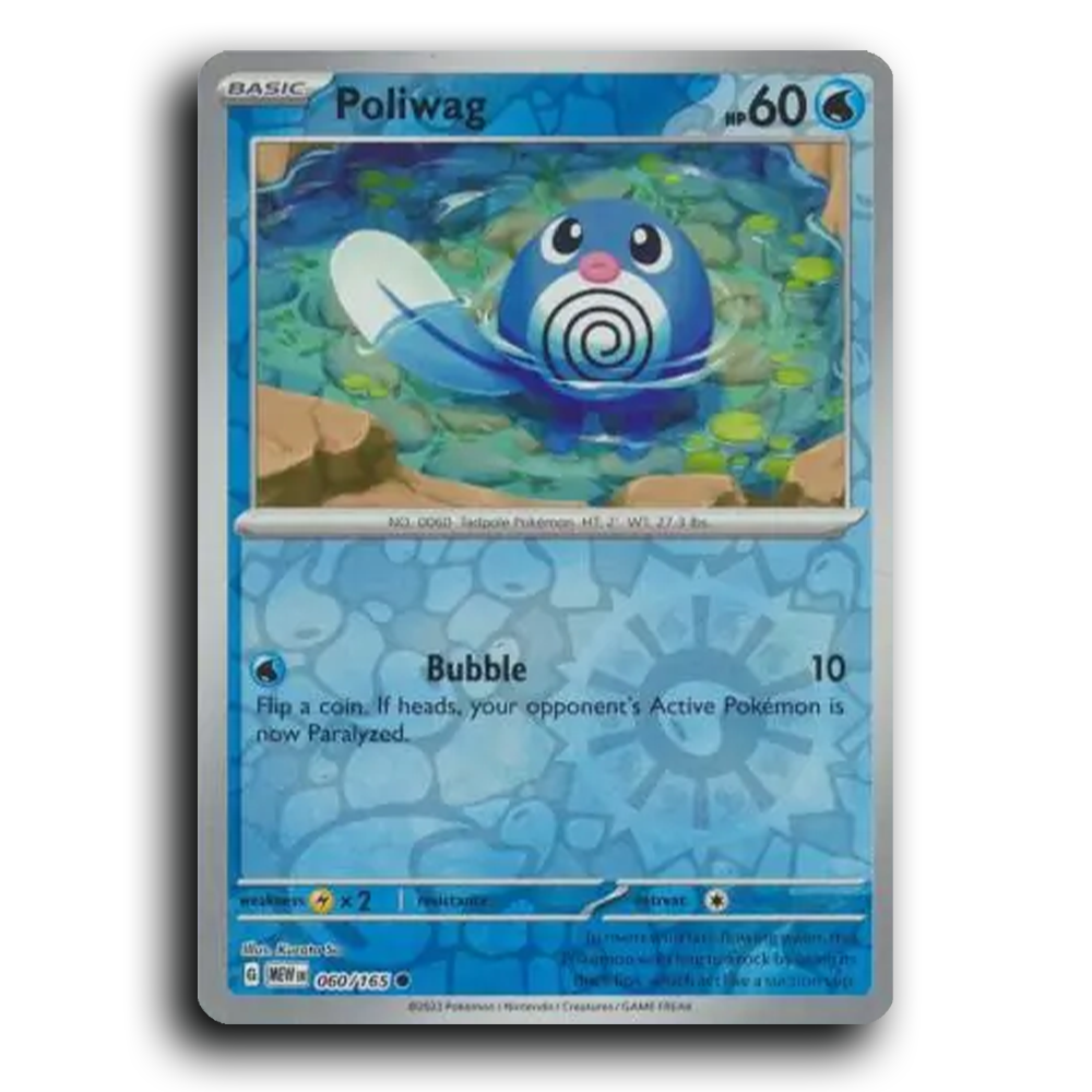 Poliwag 060/165 151 Common Pokemon Card TCG Reverse Holo